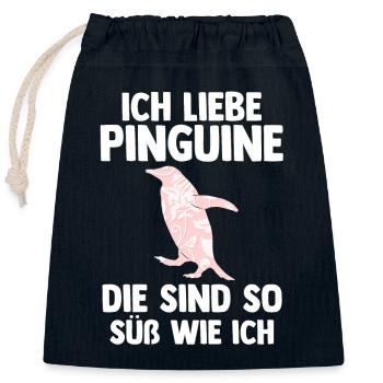 Tiermotiv Pinguin - Verschließbarer Geschenkbeutel aus Baumwolle (25x30cm) - Navy - Vorne
