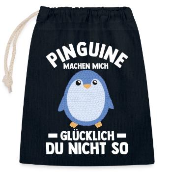 Tiermotiv Pinguin - Verschließbarer Geschenkbeutel aus Baumwolle (25x30cm) - Navy - Vorne