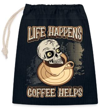 Kaffee Kaffeetrinker lustiger Spruch mit Totenkopf - Verschließbarer Geschenkbeutel aus Baumwolle (25x30cm) - Navy - Vorne