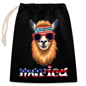 Merica 4. Juli Amerika USA Lama lustig Freiheit - Verschließbarer Geschenkbeutel aus Baumwolle (25x30cm) - Schwarz - Vorne