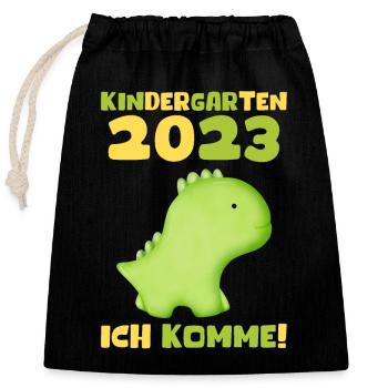 Kindergarten 2023 Ich Komme Jungen Kita Geschenk - Verschließbarer Geschenkbeutel aus Baumwolle (25x30cm) - Schwarz - Vorne