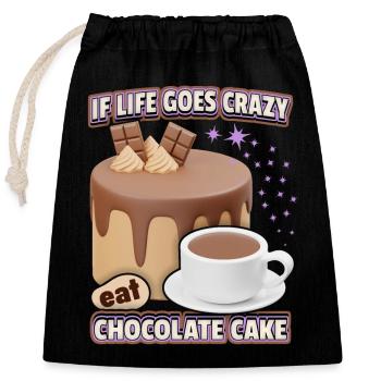 Gâteau au chocolat, chocolat, 3d drôle de dicton - Sac cadeau en coton avec cordon (25 x 30 cm) - noir - Devant