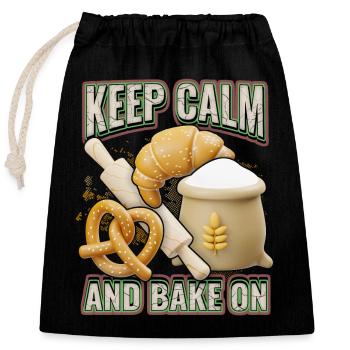 Baking bread, baker, bakery, 3d, funny saying - Closable cotton gift bag (25x30cm) - black - Front