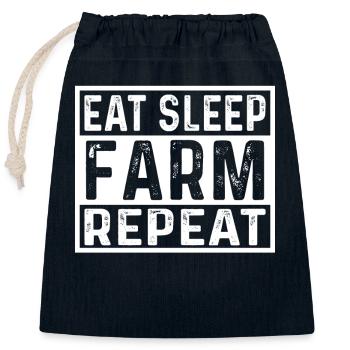 Eat Sleep Farm Repeat - - Sac cadeau en coton avec cordon (25 x 30 cm) - bleu marine - Devant