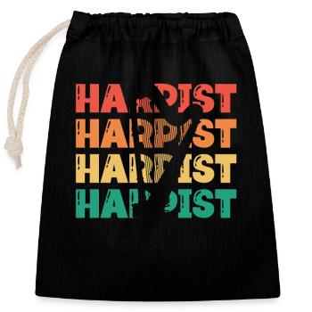 Harpiste Silhouette Concert Harpe Harpe Musique - Sac cadeau en coton avec cordon (25 x 30 cm) - noir - Devant