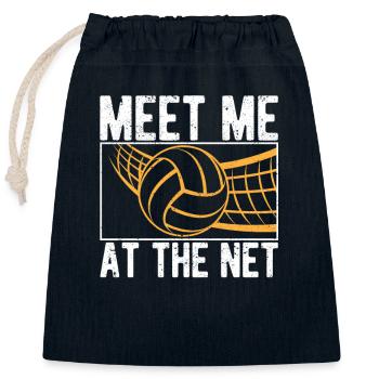 Triff mich am Netz Volleyballspieler lustig Sport - Verschließbarer Geschenkbeutel aus Baumwolle (25x30cm) - Navy - Vorne