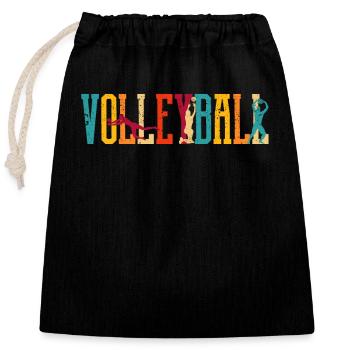 Rétro volley-ball sport d’équipe Vintage plage - Sac cadeau en coton avec cordon (25 x 30 cm) - noir - Devant