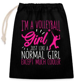 Je suis une fille de volley-ball Sport de plage amusant - Sac cadeau en coton avec cordon (25 x 30 cm) - noir - Devant