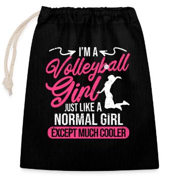 Je suis une fille de volley-ball Sport de plage amusant - Sac cadeau en coton avec cordon (25 x 30 cm) - noir - Devant