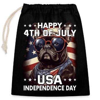 Bulldogge 4 July Independence Day USA Flagge - Verschließbarer Geschenkbeutel aus Baumwolle (25x30cm) - Schwarz - Vorne