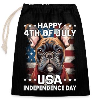 Bulldogge 4 July Independence Day USA Flagge - Verschließbarer Geschenkbeutel aus Baumwolle (25x30cm) - Schwarz - Vorne