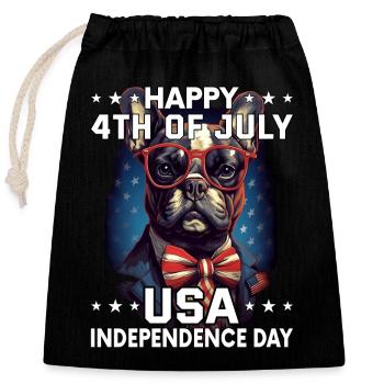 Bulldogge 4 July Independence Day USA Flagge - Verschließbarer Geschenkbeutel aus Baumwolle (25x30cm) - Schwarz - Vorne