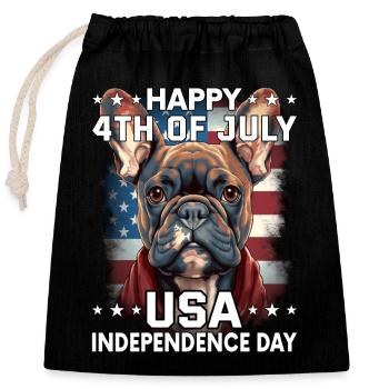 Bulldogge 4 July Independence Day USA Flagge - Verschließbarer Geschenkbeutel aus Baumwolle (25x30cm) - Schwarz - Vorne
