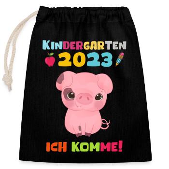 Kindergarten 2023 Ich Komme Jungen Kita Geschenk - Verschließbarer Geschenkbeutel aus Baumwolle (25x30cm) - Schwarz - Vorne
