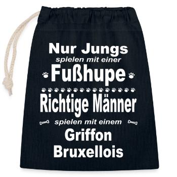 Jungs, Männer, Fußhupe - Griffon Bruxellois - Verschließbarer Geschenkbeutel aus Baumwolle (25x30cm) - Navy - Vorne