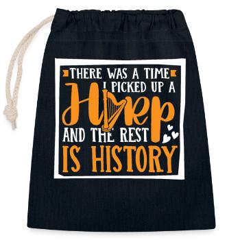 Et le reste est histoire harpe musique harpe - Sac cadeau en coton avec cordon (25 x 30 cm) - bleu marine - Devant