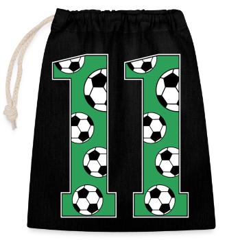 11 Geburtstag Fußball grün - Verschließbarer Geschenkbeutel aus Baumwolle (25x30cm) - Schwarz - Vorne