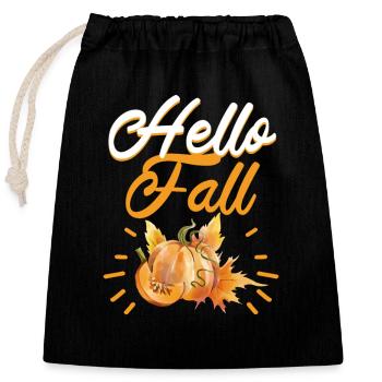 Hallo Herbst Vibes Thanksgiving Kürbis Herbst - Verschließbarer Geschenkbeutel aus Baumwolle (25x30cm) - Schwarz - Vorne
