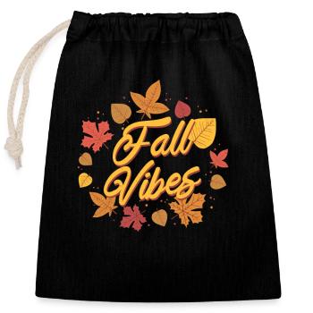 Hallo Herbst Vibes Saison Falling Autumn Leaves - Verschließbarer Geschenkbeutel aus Baumwolle (25x30cm) - Schwarz - Vorne