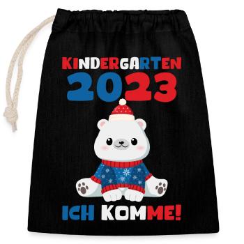 Kindergarten 2023 Ich Komme Jungen Kita Geschenk - Verschließbarer Geschenkbeutel aus Baumwolle (25x30cm) - Schwarz - Vorne