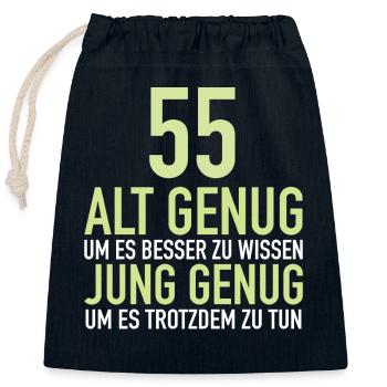 Geschenk 55 Jahre Geburtstagskind - Verschließbarer Geschenkbeutel aus Baumwolle (25x30cm) - Navy - Vorne