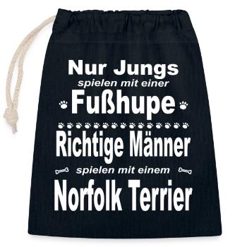 Jungs, Männer, Fußhupe - Norfolk Terrier - Verschließbarer Geschenkbeutel aus Baumwolle (25x30cm) - Navy - Vorne