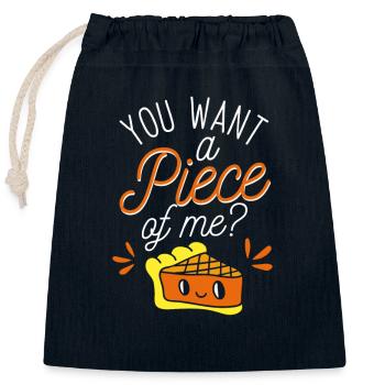 You Want A Pice Of Me Pumpkin Pie Thanksgiving - Sac cadeau en coton avec cordon (25 x 30 cm) - bleu marine - Devant