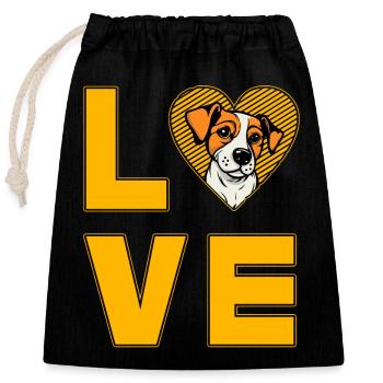 Beagle Love - Verschließbarer Geschenkbeutel aus Baumwolle (25x30cm) - Schwarz - Vorne