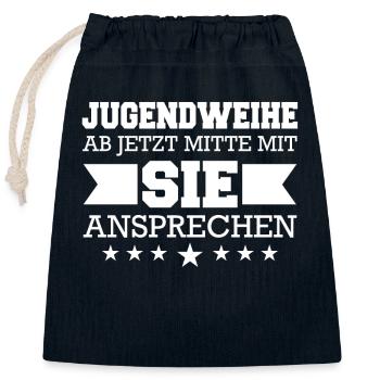 Jugendweihe Mädchen Junge Erwachsen - Verschließbarer Geschenkbeutel aus Baumwolle (25x30cm) - Navy - Vorne