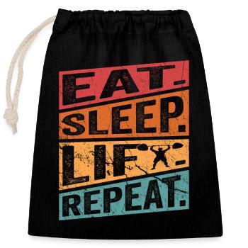 Eat. Sleep. Lift. Repeat. Workout Training Weight - Closable cotton gift bag (25x30cm) - black - Front
