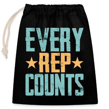 Every Rep Counts Weight Lifting Workout Training - Closable cotton gift bag (25x30cm) - black - Front