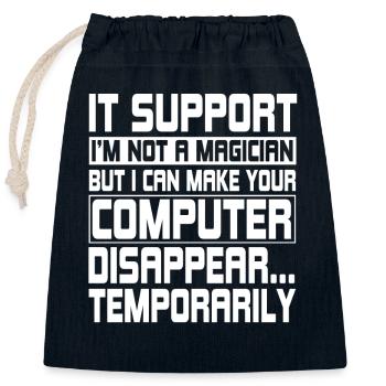Funny IT Support Computer Engineer - Closable cotton gift bag (25x30cm) - navy - Front
