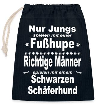 Jungs, Männer, Fußhupe - Schwarzer Schäferhund - Verschließbarer Geschenkbeutel aus Baumwolle (25x30cm) - Navy - Vorne