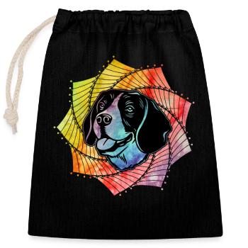 Beagle Hund - Verschließbarer Geschenkbeutel aus Baumwolle (25x30cm) - Schwarz - Vorne