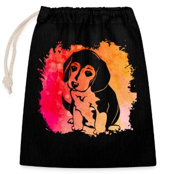 Beagle Hund - Verschließbarer Geschenkbeutel aus Baumwolle (25x30cm) - Schwarz - Vorne