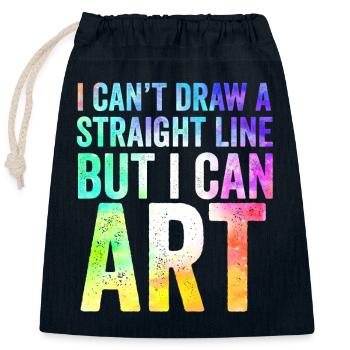 I Can't Draw A Straight Line But I Can Art - Closable cotton gift bag (25x30cm) - navy - Front