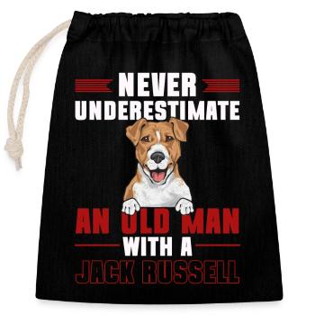 Jack Russell Terrier - Sac cadeau en coton avec cordon (25 x 30 cm) - noir - Devant