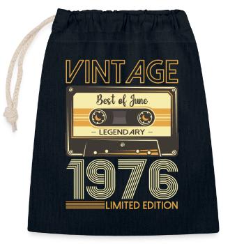47 Birthday Man Cassette Juin 1976 - Sac cadeau en coton avec cordon (25 x 30 cm) - bleu marine - Devant