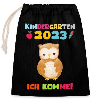 Kindergarten 2023 Ich Komme Jungen Kita Geschenk - Verschließbarer Geschenkbeutel aus Baumwolle (25x30cm) - Schwarz - Vorne
