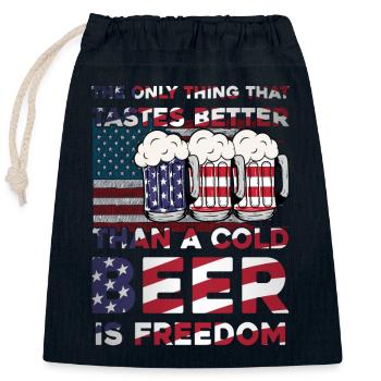 only thing that tastes better than beer freedom - Closable cotton gift bag (25x30cm) - navy - Front