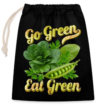 Grünes Gemüse, lustiger Spruch Veganer, Vegetarier - Verschließbarer Geschenkbeutel aus Baumwolle (25x30cm) - Schwarz - Vorne