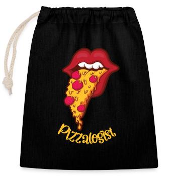 Pizza Restauration rapide Cuisine italienne - Sac cadeau en coton avec cordon (25 x 30 cm) - noir - Devant