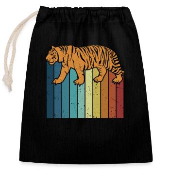 Retro Raubkatze Königstiger Wildkatze Sibirischer - Verschließbarer Geschenkbeutel aus Baumwolle (25x30cm) - Schwarz - Vorne