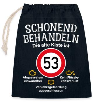 53. Geburtstag Schonend Behandeln 53 Alte Kiste 53 - Verschließbarer Geschenkbeutel aus Baumwolle (25x30cm) - Navy - Vorne