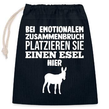 Esel - Verschließbarer Geschenkbeutel aus Baumwolle (25x30cm) - Navy - Vorne