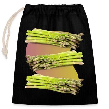 Spargel, grüner Spargel - Verschließbarer Geschenkbeutel aus Baumwolle (25x30cm) - Schwarz - Vorne