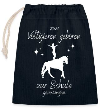 Zum Voltigieren geboren - Verschließbarer Geschenkbeutel aus Baumwolle (25x30cm) - Navy - Vorne