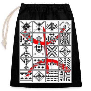 AMAZIGH BERBER KABYLISCHES KABYLISCHES MOTIV - Verschließbarer Geschenkbeutel aus Baumwolle (25x30cm) - Schwarz - Vorne