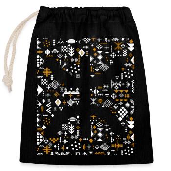 AMAZIGH BERBERE KABYLE MOTIF KABYLE - Sac cadeau en coton avec cordon (25 x 30 cm) - noir - Devant