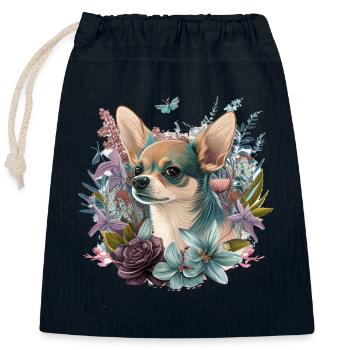 Chihuahua | Abstrakte Malerei | Farbe | Niedlicher - Verschließbarer Geschenkbeutel aus Baumwolle (25x30cm) - Navy - Vorne